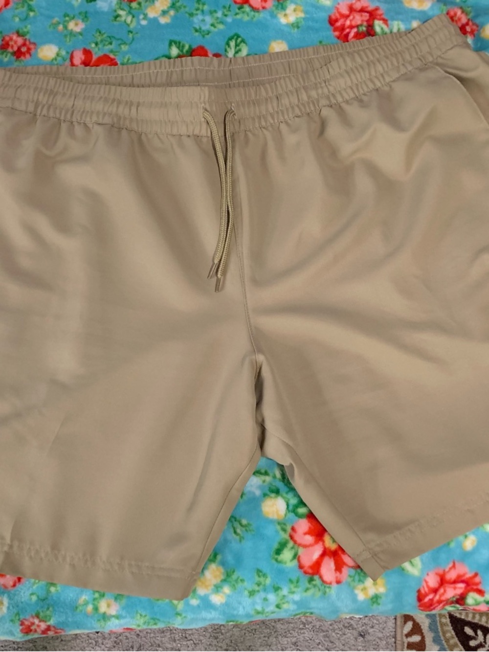 bcg Men's Cargo Shorts Khaki Elastic Waist Drawstring
